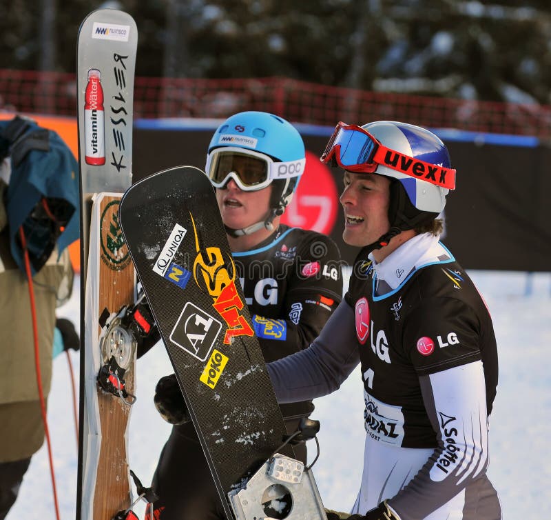 Kop van de Wereld van Snowboard de Reuze Parallelle 2010 stock afbeeldingen Kop van de Wereld van Snowboard de Reuze Parallelle 2010 stock afbeeldingen
