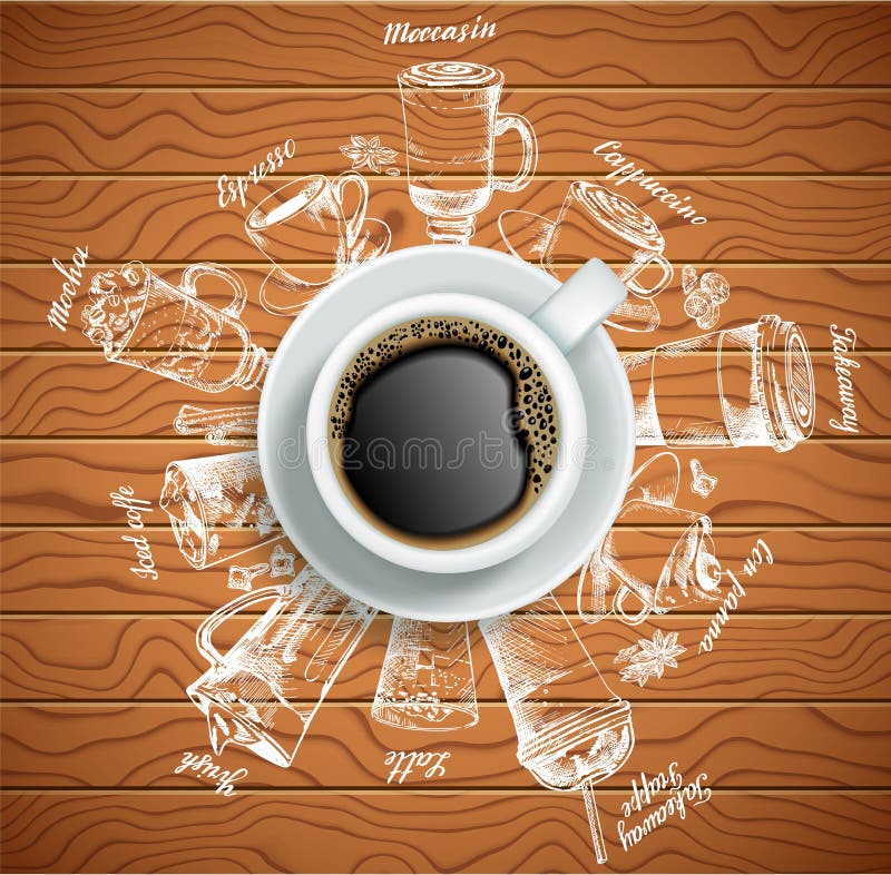 Kop van koffie met de vector creatieve illustratie van koffiedranken royalty-vrije illustratie Kop van koffie met de vector creatieve illustratie van koffiedranken royalty-vrije illustratie