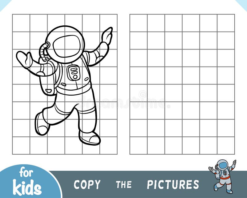 Kopieren Sie das Bild, Spiel für Kinder, Astronaut