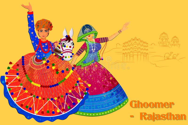 Koppla ihop att utföra Kachhi ghodifolkdans av Rajasthan, Indien