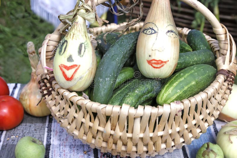 Korb Mit Gemuse Grosses Birnenlustiges Gemalt Stockfoto Bild Von Grosses Gemuse