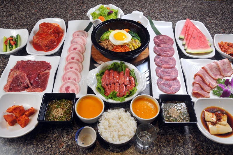 Korean food, Korean barbecue, pork and vegetables