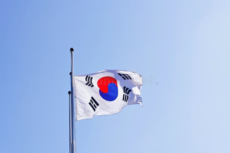 Korean Flag waving on wind stock image. Image of round 97103387