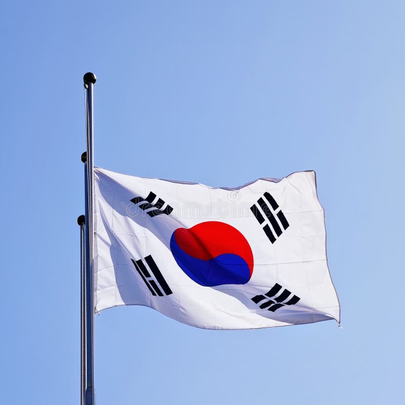Korean Flag waving in wind stock image. Image of background 97103915