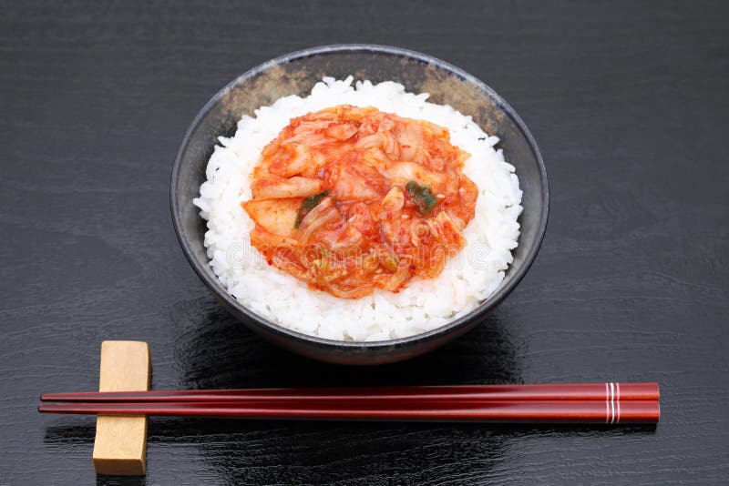 Korean White Rice and Kimchi on a Bowl Stock Image Image of japan