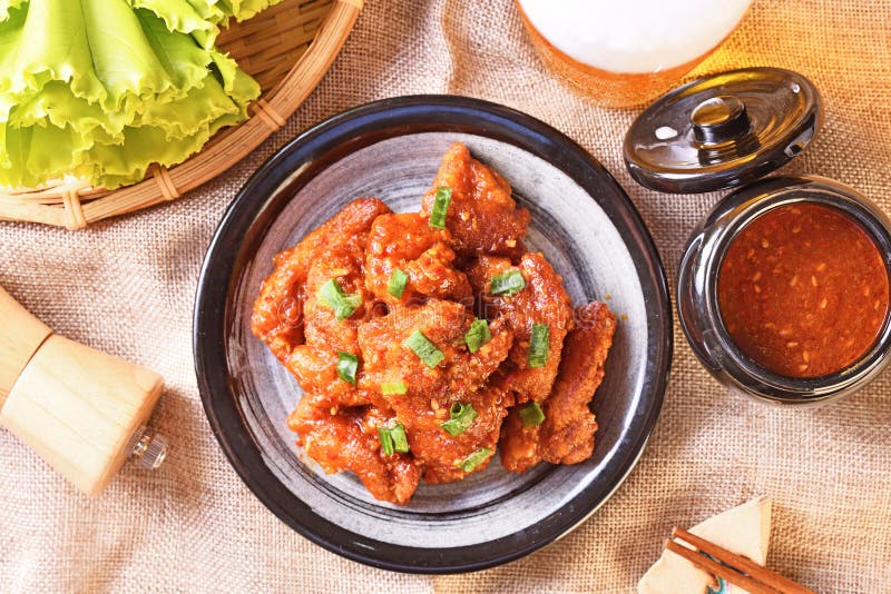 Korean fried chicken stock image. Image of food, meal - 190999157