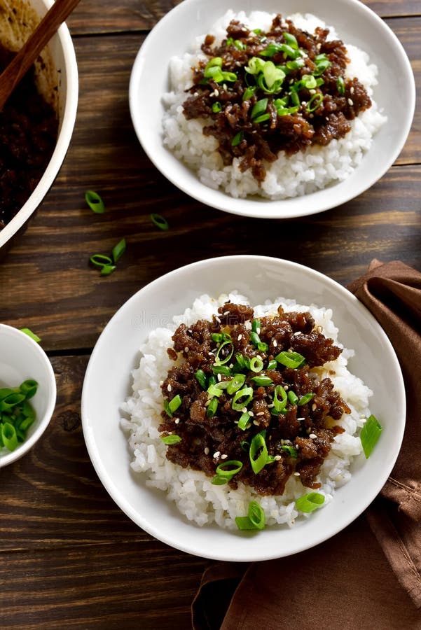 Korean Ground Beef and Rice Bowls Stock Photo Image of meal, korean