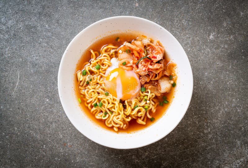 Korean Instant Noodles with Kimchi and