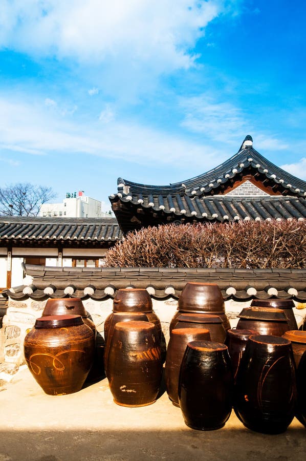 Traditional Korean Kimchi Pots Stock Image Image of doenjang, daytime