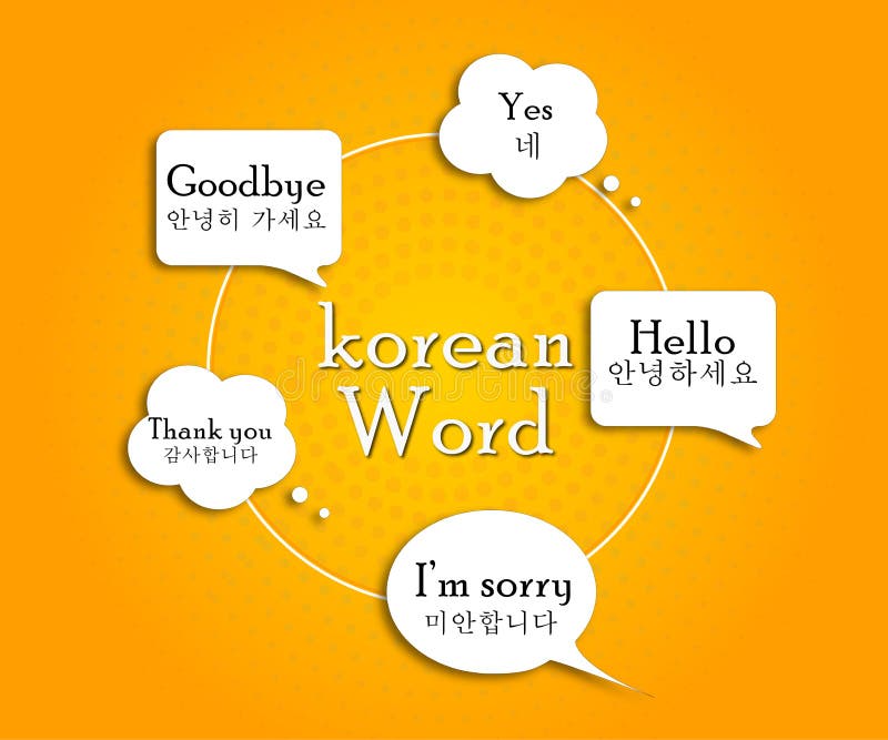 Korean Language Hello Words Vector Design Stock Illustration