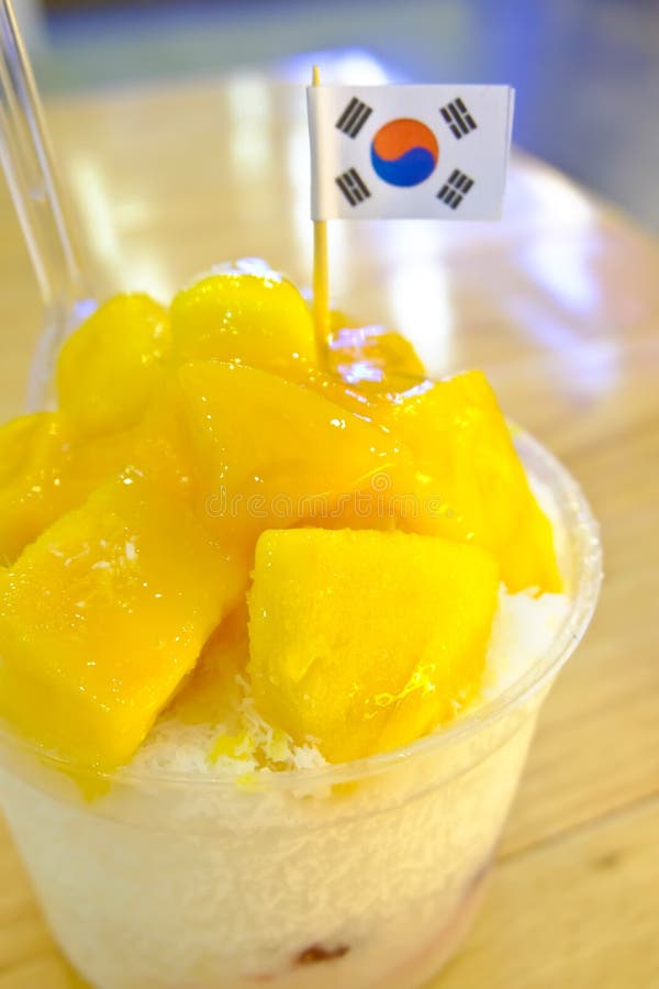 Korean Mango Bingsu Milk Ice Cream Stock Photo Image of macro