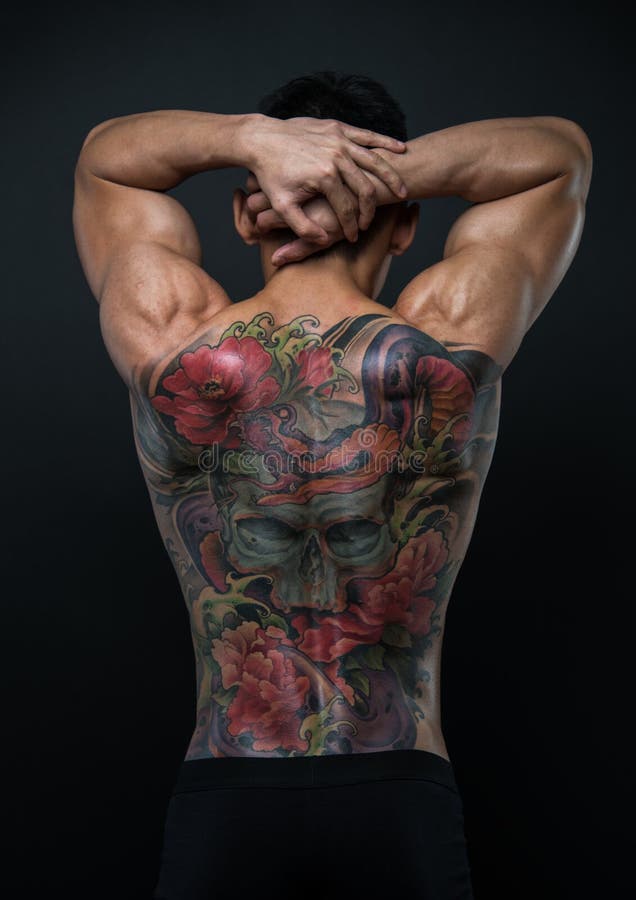 Korean model with tattoo stock photo. Image of cobra - 95971456