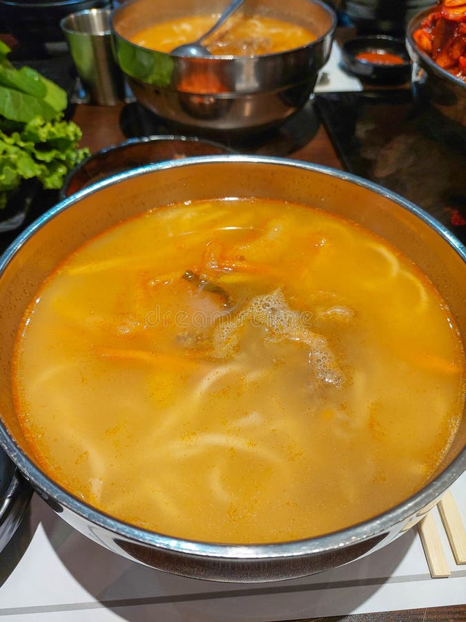 Korean noodle soup stock image. Image of vegetable, carrots - 295604145