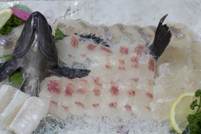 Korean Raw Fish ( Sashimi )on White Noodle Stock Image Image of aroma