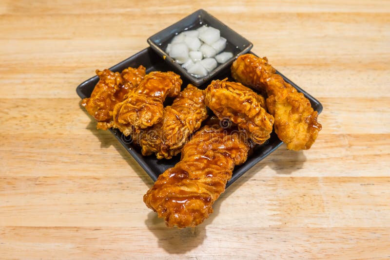 Korean Style Batter Fried Chicken with Sauce Stock Photo Image of earthenware, dish 93520832
