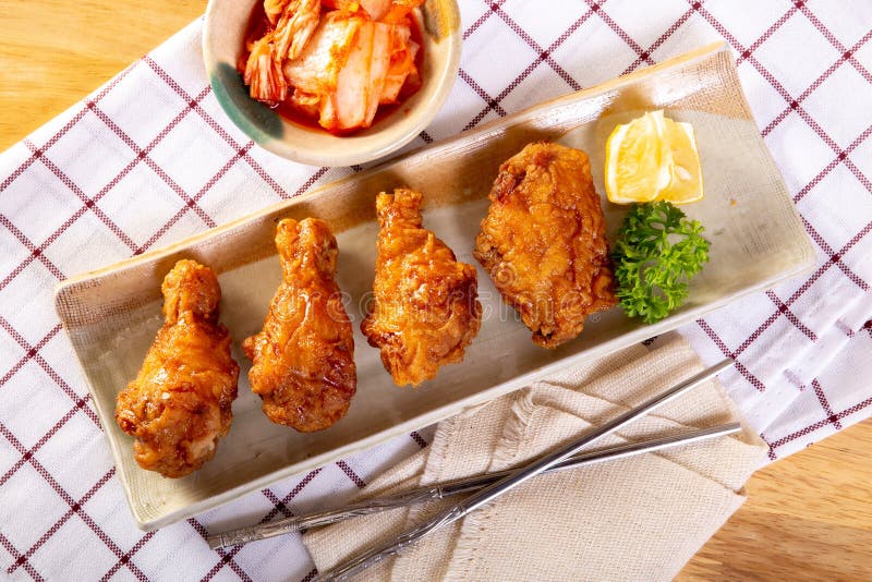 Korean style fried Chicken stock photo. Image of kimchi - 244375442