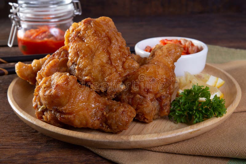 Korean style fried Chicken stock image. Image of meat - 244375445