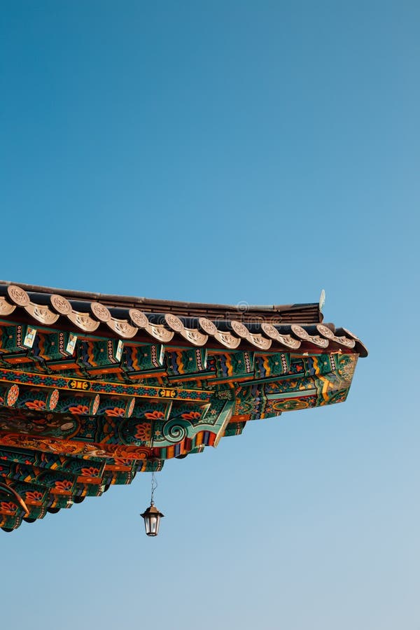 Korean traditional roof eaves at Huhuam temple in Yangyang, Korea