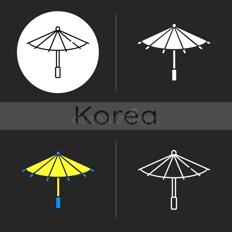 Korean umbrella dark theme icon vector illustration