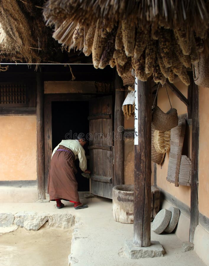 Korean woman cleaning