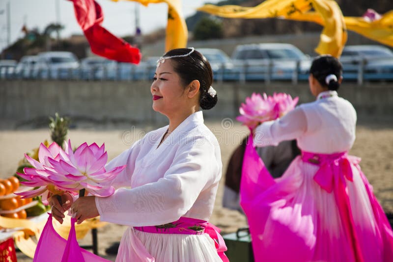 Korean Women Performing Buddist Ceremony