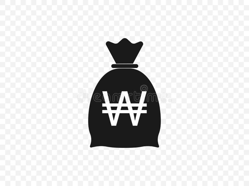 Korean Won, Money Bag Icon. Vector Illustration, Flat Design Stock