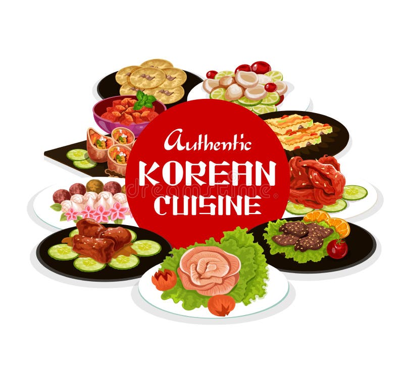 Koreanische Lebensmittel, authentische asiatische Kücheteller stock abbildung
