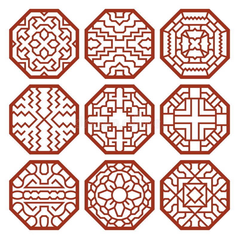 Koreańscy tradycyjni wektorów wzory, ornamenty ilustracji Koreańscy tradycyjni wektorów wzory, ornamenty ilustracji