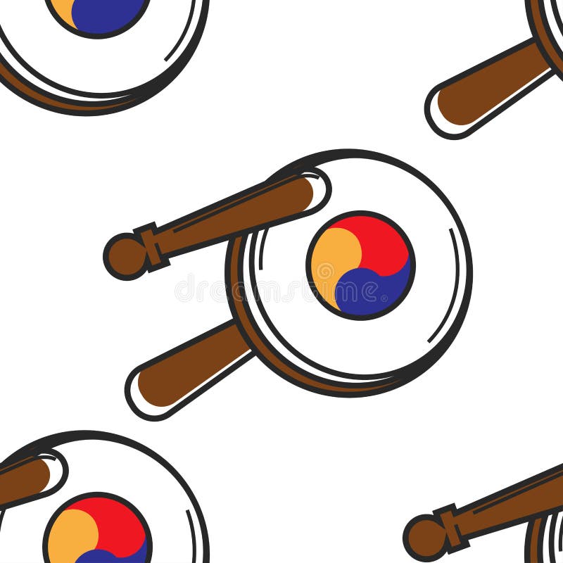 Koreańskiego tambourine bezszwowy deseniowy krajowy instrument muzyczny ilustracji