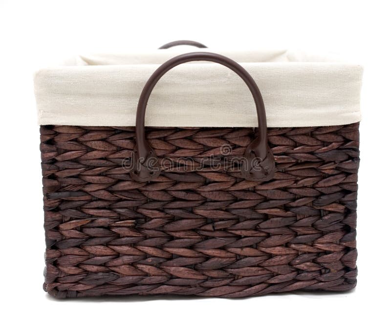 Empty wicker basket on white background. Empty wicker basket on white background