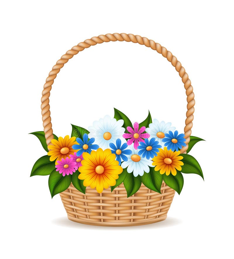 Korgen med illustration av blommornas vektor stock illustrationer