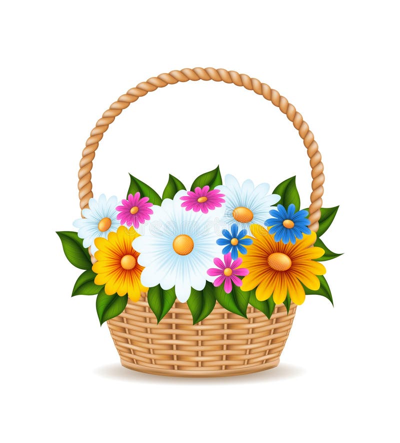 Korgen med illustration av blommornas vektor royaltyfri illustrationer