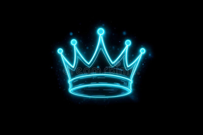 Korona neonowa świecąca na ciemnym tle ukazująca elegancję i królestwo w nowoczesnym projekcie dla miłośników sztuki cyfrowej royalty ilustracja