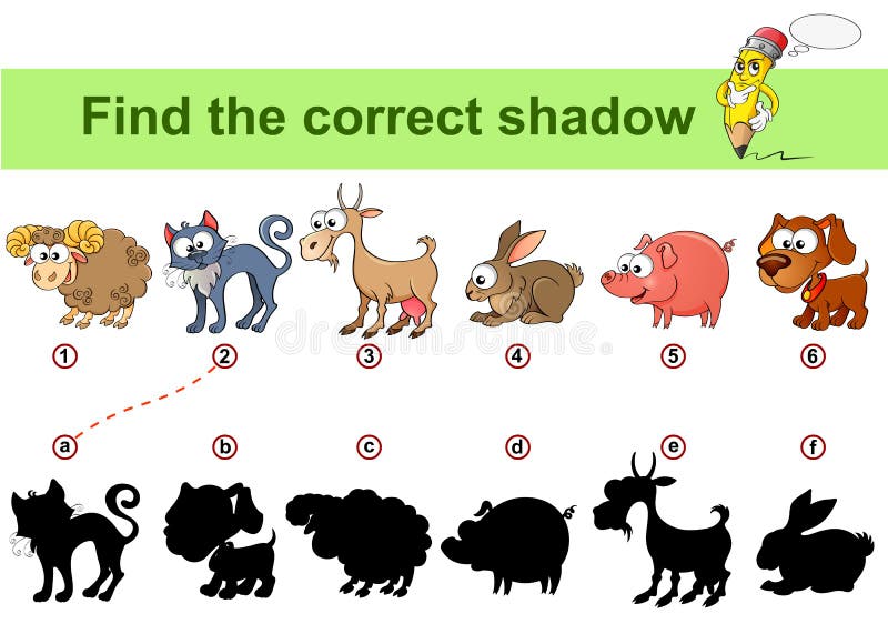 Korrekt skugga för fynd Lurar den bildande leken djurlantgårdliggande sommar för många sheeeps Får katt, get, kanin, hund, svin stock illustrationer