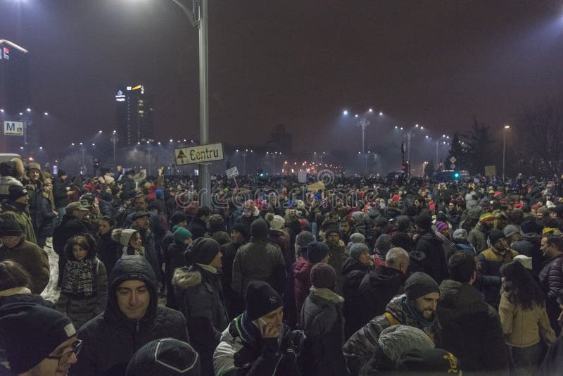 Korruptionsbekämpfungs- Proteste in Bukarest am 22. Januar 2017 stockbilder Korruptionsbekämpfungs- Proteste in Bukarest am 22. Januar 2017 stockbilder