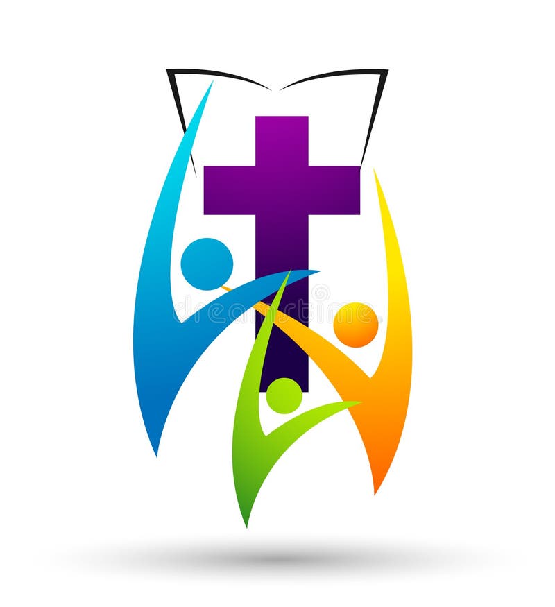 Korsa den bibliska kyrkans logotypsymboler för facklig kärlek på vit bakgrund royaltyfri illustrationer