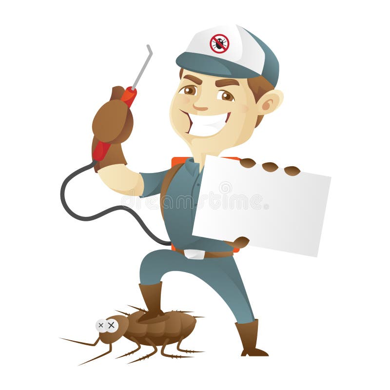 Kort för affär för kackerlacka och för innehav för plågakontrollservice dödande stock illustrationer Kort för affär för kackerlacka och för innehav för plågakontrollservice dödande stock illustrationer