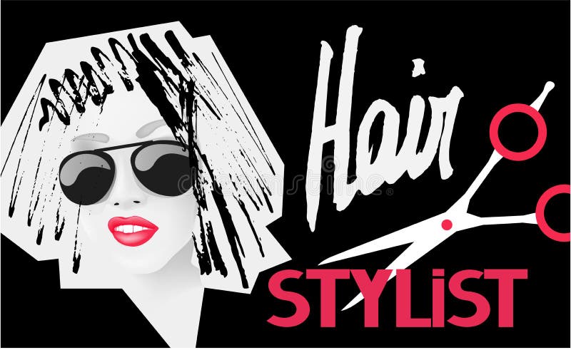 Kort för affär för hårstylist Kvinna med klotterhår royaltyfri illustrationer Kort för affär för hårstylist Kvinna med klotterhår royaltyfri illustrationer