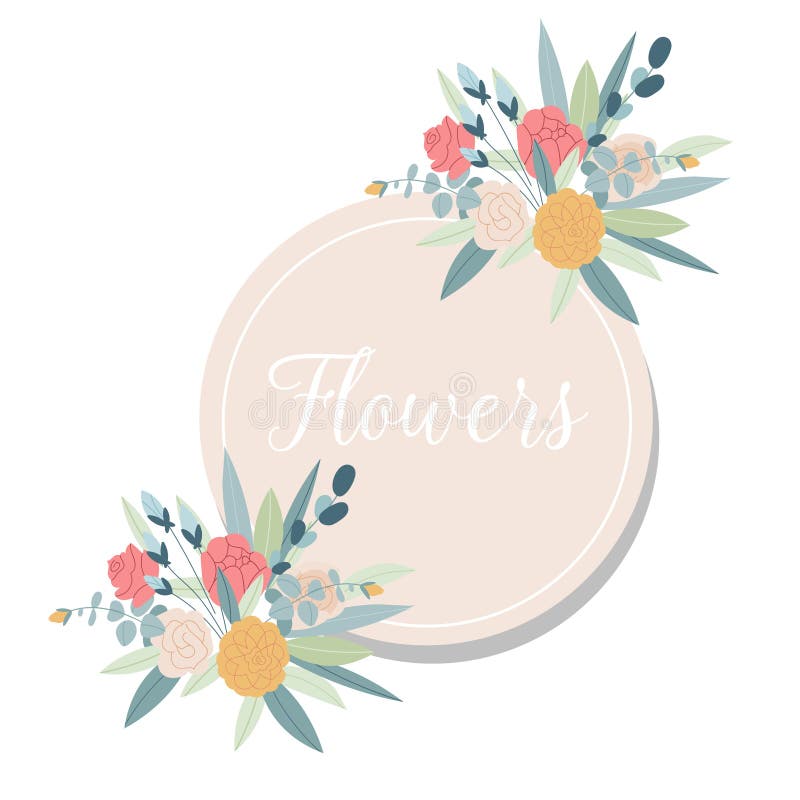 Kort för hälsning för sommartappning blom- med att blomma trädgårdblommor Designbanret med v?ren ?r h?r logoen vektor illustrationer Kort för hälsning för sommartappning blom- med att blomma trädgårdblommor Designbanret med v?ren ?r h?r logoen vektor illustrationer