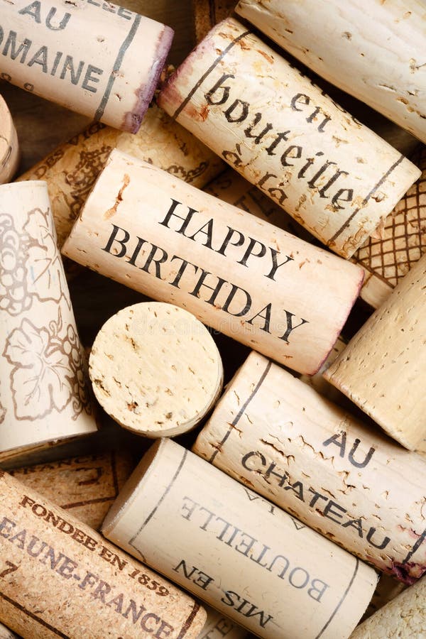 Greeting card made from wine corks with text Happy Birthday. Greeting card made from wine corks with text Happy Birthday