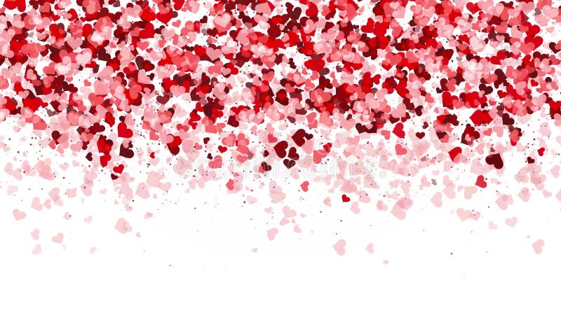 Kort för lyckliga valentindygnsanimeringar. fallande små röda hjärtan. Flimrande partiklar av romantisk konetti.