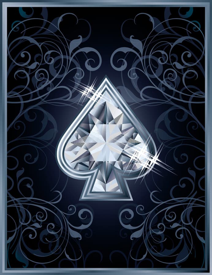 Kort för pokerspadediamant stock illustrationer