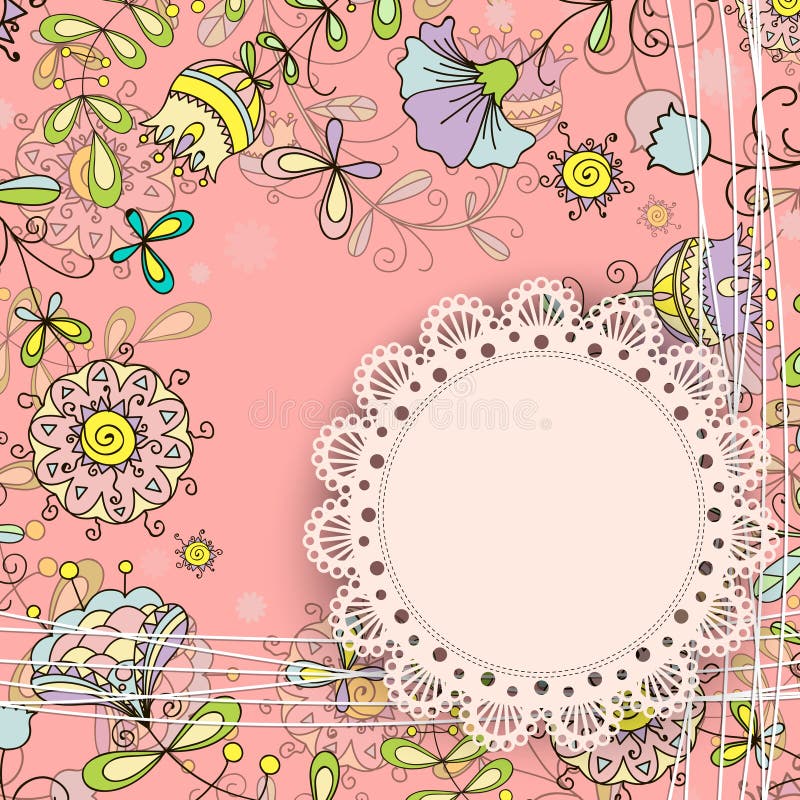 Kort med en klotterstil för blom- design stock illustrationer Kort med en klotterstil för blom- design stock illustrationer