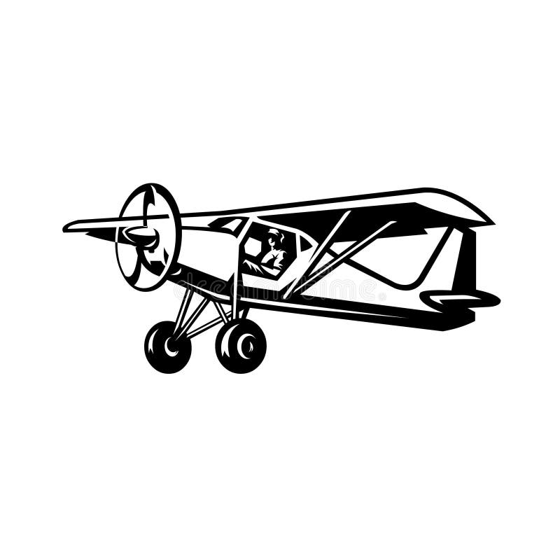 Korte start- en landingsvliegtuigen, klein vliegtuig opbergvliegtuig, vectorisolatie