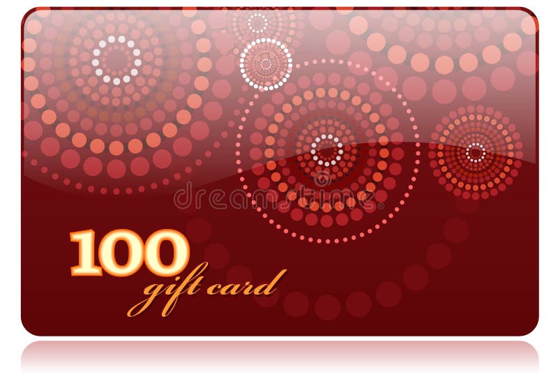 A brightly coloured, red-themed gift card with 100 on it. A brightly coloured, red-themed gift card with 100 on it