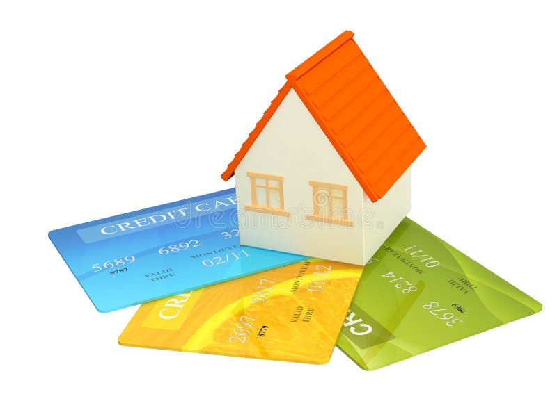 3d house and credit cards. 3d house and credit cards