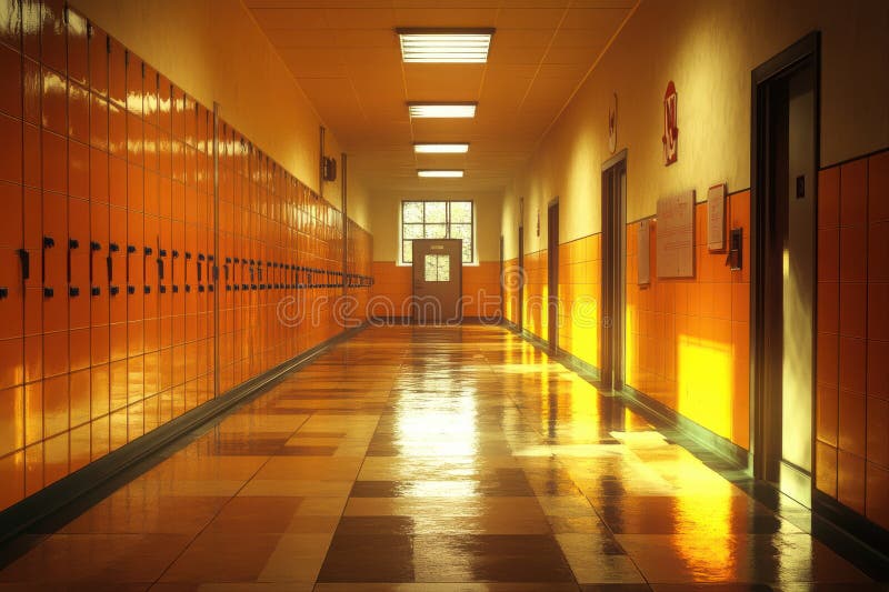 Korytarz słoneczny fotografii placówek edukacyjnych i przestrzeń do nauki prostej fotografia stock