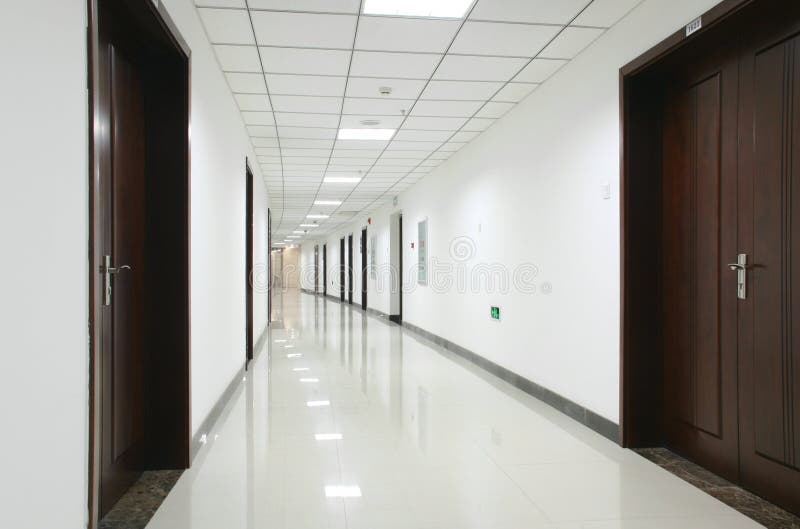Curved interior hallway in an office building. Curved interior hallway in an office building