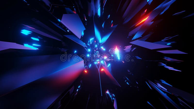 Kosmiczne tło 3d renderowania niebieskich fioletowych pomarańczowych świateł idealnie nadaje się do cyfrowej tapety ilustracja wektor