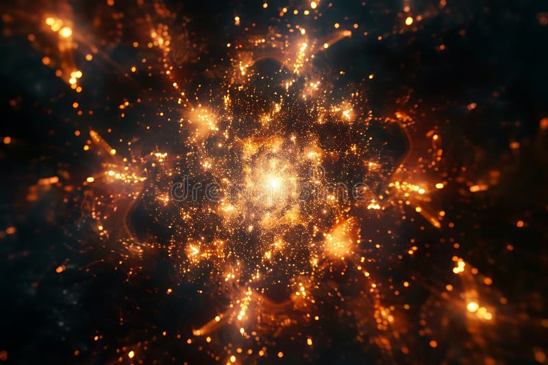 Kosmischer Nebel mit glühenden Teilchen stock abbildung
